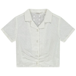 Γυναικείο πουκάμισο κοντομάνικο από κεντημένη αγγλική δαντέλα για κορίτσι 