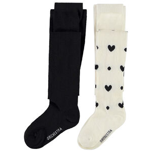 Lot de 2 collants épais en jacquard fantaisie pour fille 