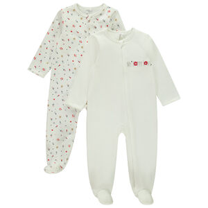 Σετ από 2 φανελάκια με φερμουάρ και διπλής ύφανσης για μωρό κορίτσι 