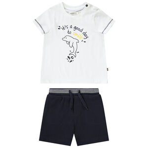 Ensemble de plage t-shirt brodrie dauphin + bermuda pour bébé garçon Main Ensemble de plage t-shirt brodrie dauphin + bermuda pour bébé garçon