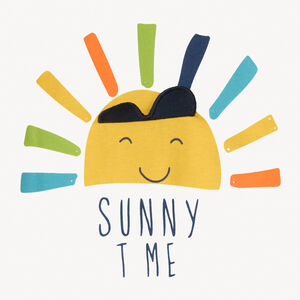 Σετ κοντών πιτζαμών με παιχνιδιάρικο σχέδιο ήλιου για αγόρι 