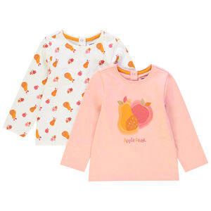 Σετ από 2 t-shirts μακρυμάνικα με σχέδια για bebe κορίτσι 