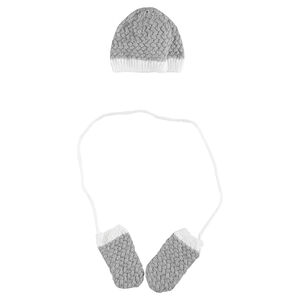 Ensemble bonnet et moufles en maille fantaisie 
