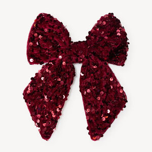 Barrette fille gros nœud en velours et sequins 