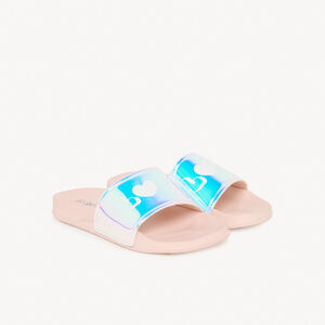 Μules με ιριδίζοντα λουράκι και print Love για κορίτσι 