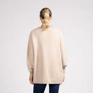 Gilet long à manches longues en tricot uni pour femme  Main Gilet long à manches longues en tricot uni pour femme