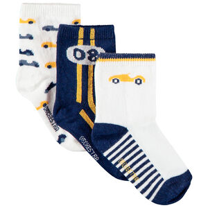 Σετ από 3 ζευγάρια κάλτσες με σχέδιο αυτοκίνητα για μωρό αγόρι 
