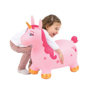 Μονόκερος αναπήδησης ροζ μαγικός με λαβές αυτιών 