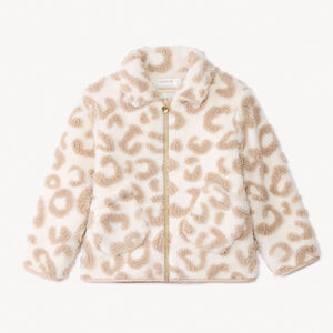 Veste sherpa effet moutonné imprimé léopard pour fille  