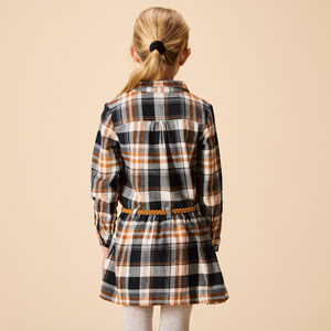 Φόρεμα πουκάμισο μακρυμάνικο με ζώνη και καρό σχέδιο για κορίτσι 