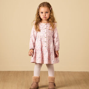 Φόρεμα μακρυμάνικο με βολάν και σχέδιο λουλούδια για μωρό κορίτσι 