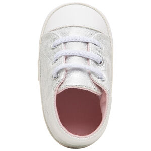 Αθλητικά παπούτσια μαλακά για μωρό σε ασημί χρώμα με ελαστικά κορδόνια 