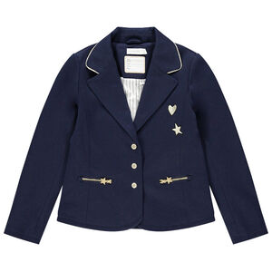 Blazer molleton με σχέδια κεντημένα και τσέπες με φερμουάρ 