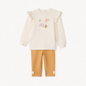 Ensemble 2 pièces motif félin pour bébé fille 