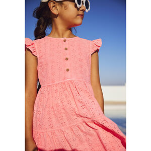 Ρόμπα κοντομάνικη με βολάν και δαντέλα για κορίτσι 