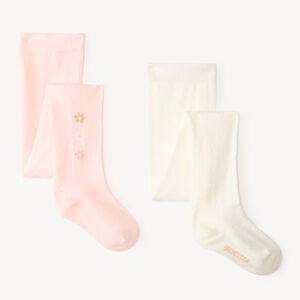 Lot de 2 collants épais bébé fille motif fleurs 