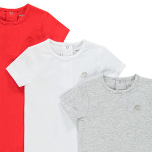 Σετ από 3 κορμάκια με κοντά μανίκια για bebe αγόρι print logo 