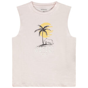 Αμάνικο μπλουζάκι με σχέδιο σαβάνα και κέντημα 3D για αγόρι 