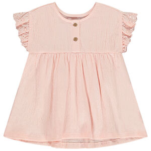 Τουνίκ με κοντά μανίκια, κεντημένα, σε εφέ τσαλακωμένο για μωρό κορίτσι 