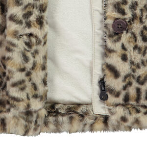 Παλτό από συνθετική γούνα λεοπάρ με επένδυση από sherpa και κουκούλα για κορίτσι 