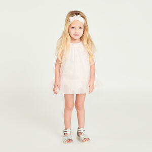 Φόρεμα από τούλι με 3D λουλούδια + κορδέλα με φιόγκο από τούλι για μωρά κορίτσια 