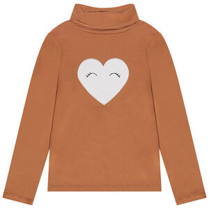 Sous-pull col roulé print coeur pour fille Main Sous-pull col roulé print coeur pour fille