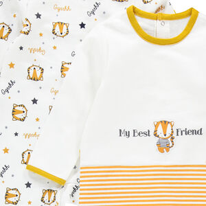 Σετ με 2 φορμάκια ύπνου φανελένια με τυπωμένες τίγρεις 