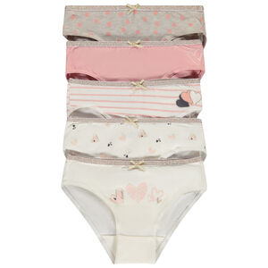 Σετ από 5 φανταχτερά εσώρουχα με σχέδια καρδιές για κορίτσι 