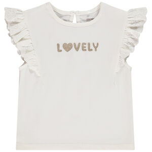 T-shirt κοντομάνικο με βολάν από jersey και glitter σχέδιο για κορίτσι. 