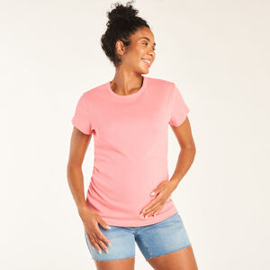 T-shirt à manches courtes de grossesse en coton uni avec fronces. 