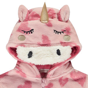 Πλεκτό υπνοσάκος από sherpa με κουκούλα και σχέδιο μονόκερου για κορίτσι 