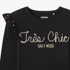 Μπλούζα με μακριά μανίκια, cording και βολάν για κορίτσι 