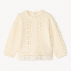 Πλεκτό πουλόβερ με ανοιχτές λεπτομέρειες και εφέ 2-σε-1 για κορίτσι μωρού 