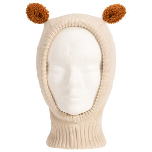 Κουκούλα πλεκτή με παιχνιδιάρικες φούντες για μωρό αγόρι 