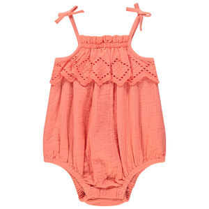 Combi κοντό πετσετέ Βαμβακερό με κέντημα anglaise 