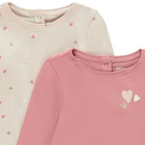 Σετ από 2 πλεκτά μπλουζάκια μακρυμάνικα με σχέδιο για μωρό κορίτσι 