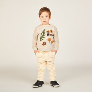 Δίχρωμο παντελόνι για μωρό αγόρι με εσωτερική επένδυση από μικροπολικό ύφασμα. 