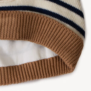 Πλεκτό σκουφάκι με ρίγες και στάμπα σκύλου για μωρό αγόρι 