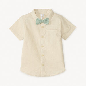 Πουκάμισο κοντομάνικο + παπιγιόν από ύφασμα για μωρό αγόρι 