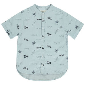 Πουκάμισο κοντομάνικο ριγέ με φαντεζί σχέδιο για αγόρι 