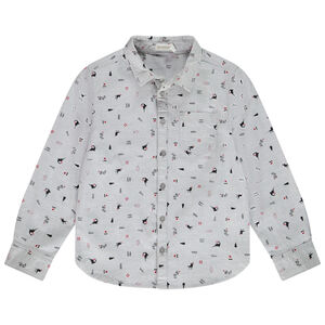 Chemise manches longues en coton imprimé dinosaures/noël pour garçon Main Chemise manches longues en coton imprimé dinosaures/noël pour garçon