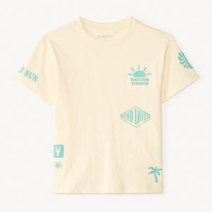 T-shirt oversize à manches courtes avec impression et broderie fantaisie pour garçon 