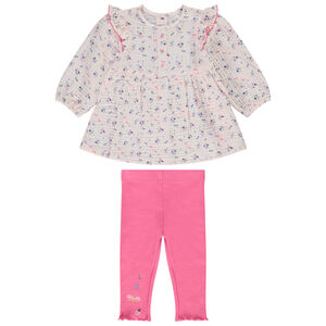 Σετ τουνίκ από διπλή γάζα βαμβακιού + κολάν για bebe κορίτσι 