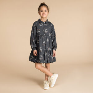 Robe tunique effet boule imprimé fleurs pour fille 