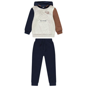 Σέτ jogging με εφέ color block και ανάγλυφο σχέδιο ποδηλάτου για αγόρι 