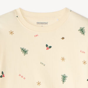 T-shirt manches longues garçon imprimé sapins et flocons 