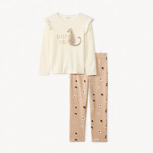 Set pyjama 2 pièces en velours print léopard pour fille  