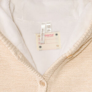 Μπουφάν με κουκούλα πλεκτό με κεντημένη καρδιά για bebe κορίτσι 