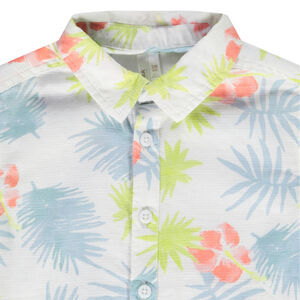 Πουκάμισο κοντομάνικο από βαμβάκι με σχέδιο hibiscus για μωρό αγόρι 