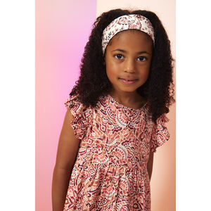 Φόρεμα κοντό μανίκι με μποέμ σχέδιο για κορίτσι 